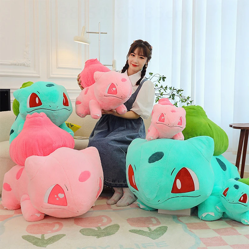 

Kawaii 60cm Pink Bulbasaur Plush Toy Anime Cartoon Pokemon Stuffed Doll Cute Frog Cartoon Pillow Kids Birthday Xmas Gift Plushie