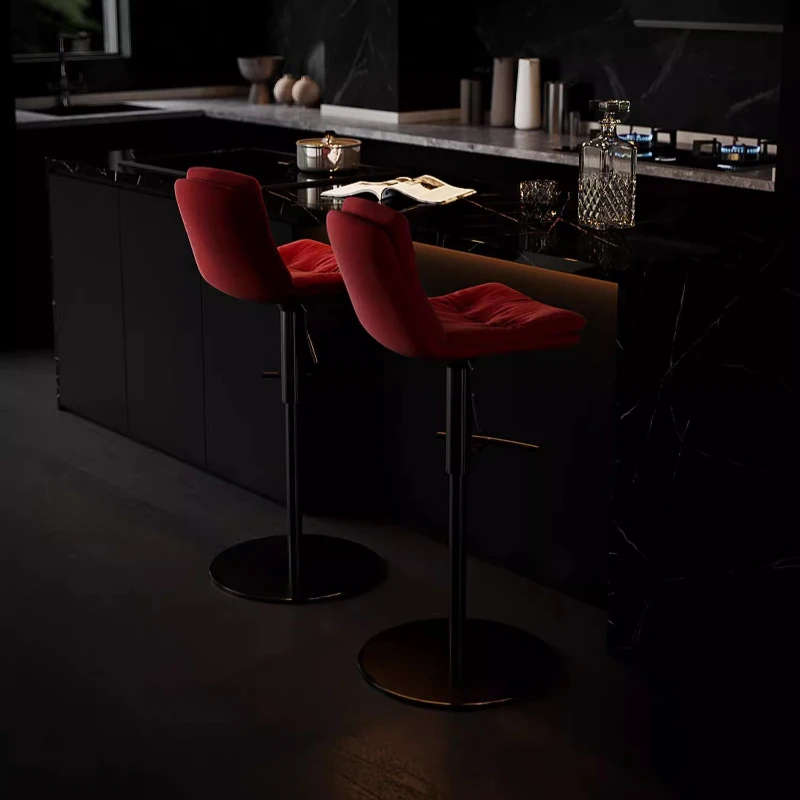 Counter Island Chairs Modern and Simple Rotating High Stools Home Backrests Bar Chairs Adjustable and Luxurious Bar Furniture