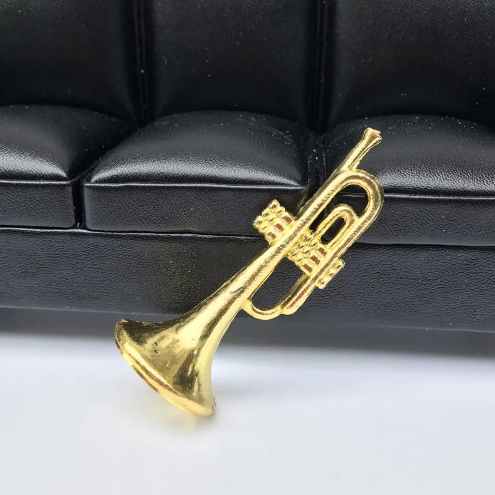 Miniature Model Mini Golden Trumpet Saxophone Saxophone Portable Dollhouse Mini Musical Plastic Gold