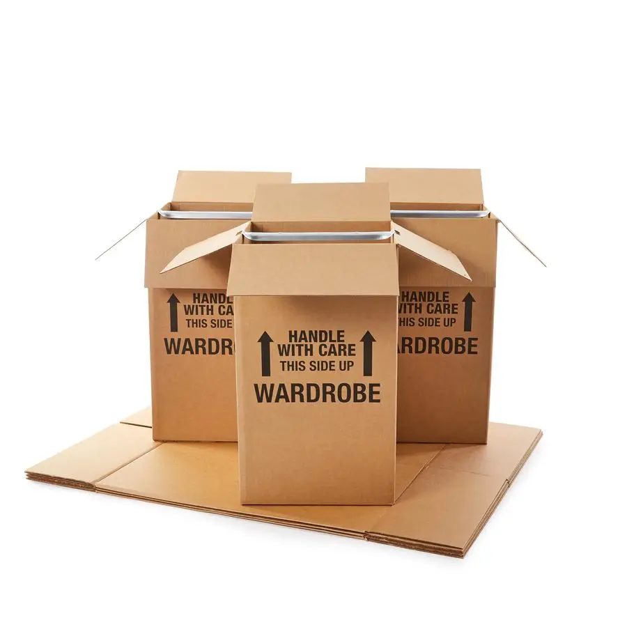 

Wardrobe Clothing Moving Boxes with Bar, 6 Pack, Brown, 20 x 20 x 34