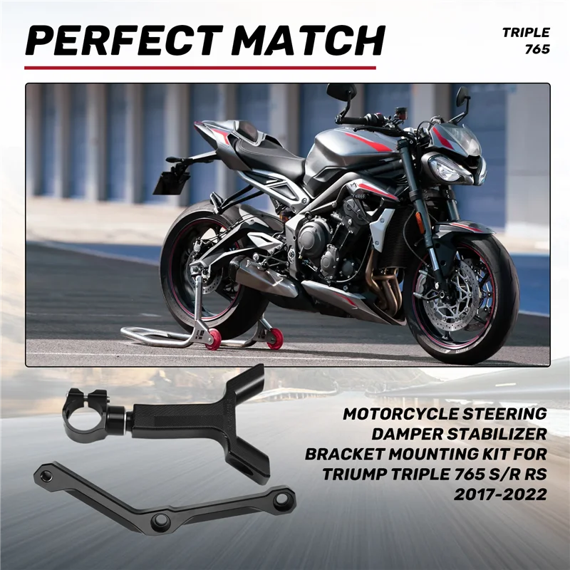 

A02Q-Motorcycle Damper Bracket Damper Bracket Forstreet TRIPLE 765 Steering Damper Stabilizer Mounting Kit Motorcycle Accessorie
