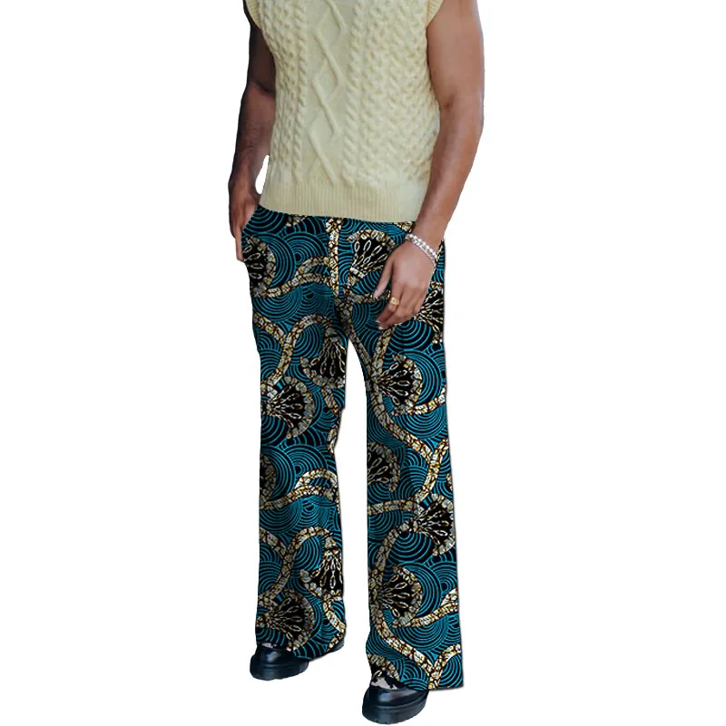 Design original calças de alta costura africana calças de perna larga masculina na moda impressão festa wear personalizado desempenho wear