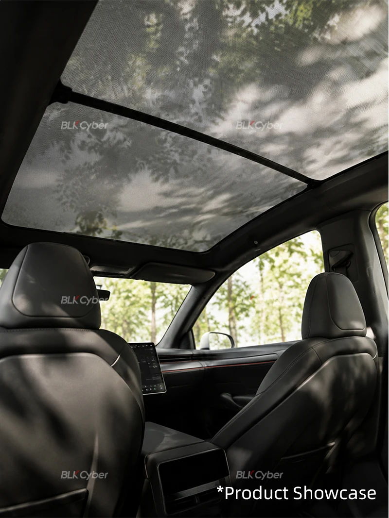 Für Tesla Model 3/Y/YL Highland Juniper Glasdach-Netz-Sonnenschutz, solarbetriebene Abdeckung, lichtdurchlässiger, lichtfilternder Schirm, UV-Wärmereduzierung, Clip-On – Detail 8