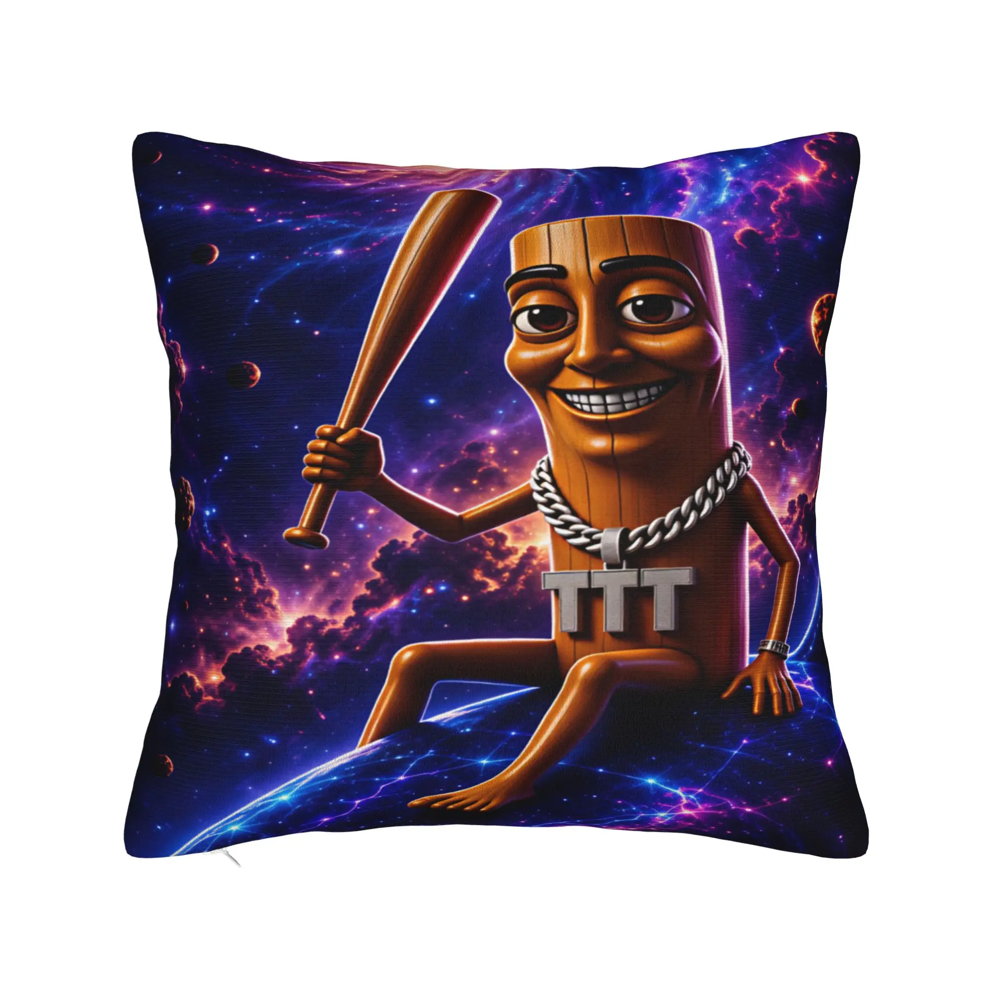 Tung Tung Sahur Galaxy Baseball Bat Meme Pillow Case  Square Pillow Cover For Sofa Home Decor Funny Cushion Cover