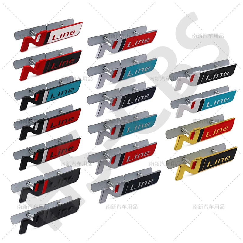 3D Metal N Line Logo Car Front Grille Hood Emblem Grill Badge Sticker Decals For Palisade Tucson Santafe Encino Accent i30 I20 - view 6