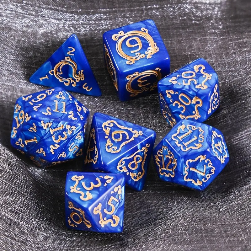 لعب الأدوار لعبة النرد 7 قطعة DND مجموعة التنين نمط النردات متعددة السطوح ل D & D TRPG مجلس لعبة هدية الملحقات