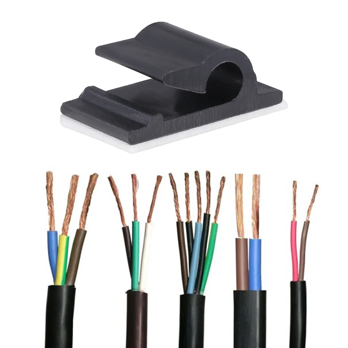 

100pcs Cable Ties Holder Black Wire Clamp For Cord Management Self Adhesive Sponge Back Ceiling Mount Network