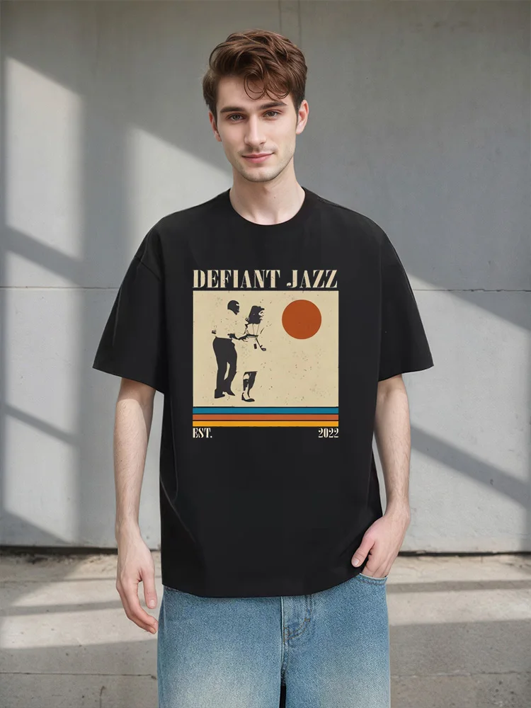

DEFIANT JAZZ Graphic Print T-shirt Fun Band Shirt Vintage Classic 90's Short Sleeve Funny TV Show Casual Wear Cotton Top Gift