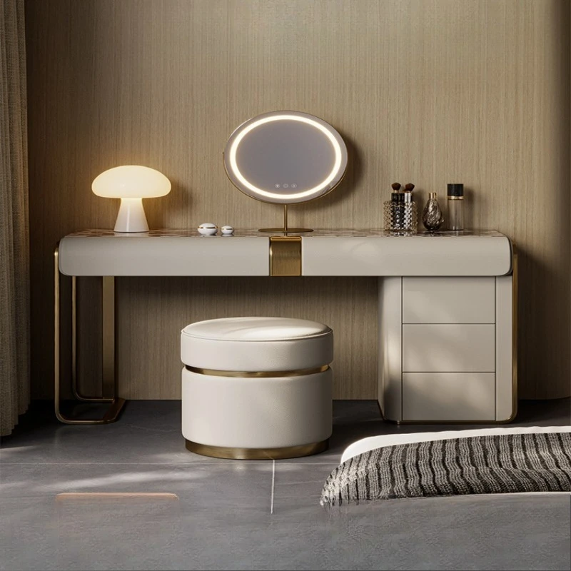 

Italian simple dressing table, bedroom, modern small apartment, high-end luxury integrated dressing table