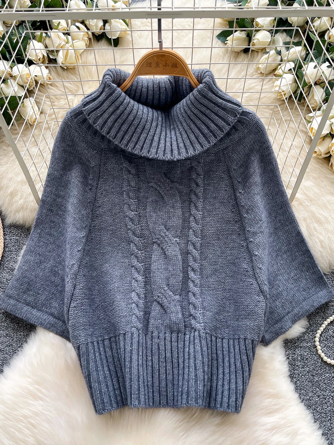 

Женский серый джемпер, пуловер, свитер, винтажный 2000-х годов Y2k, эстетичная мода, свободный трикотаж, водолазка с длинными рукавами, свитер, осень 2025 г.