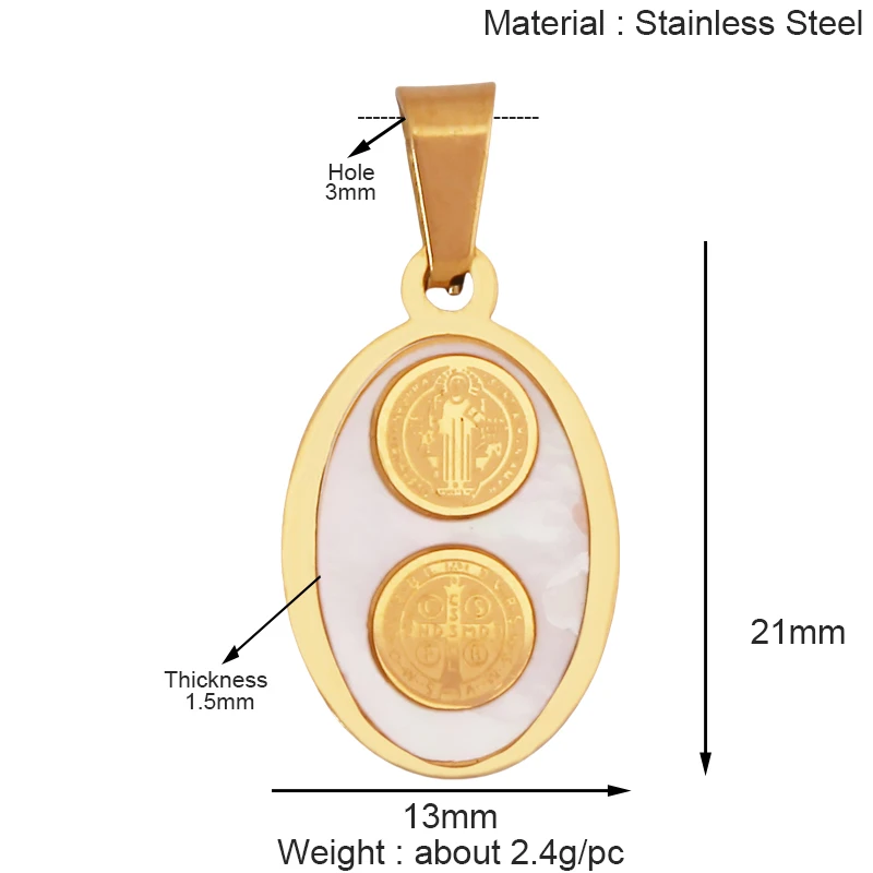 316 Stainless Steel Holy Religious Jesus Virgin Mary Charm Geometry Pendant,18K Gold Plated Rhinestone Jewelry Necklace K87