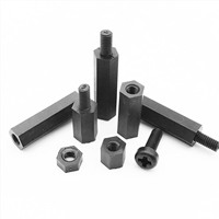 50pcs Black Plastic Nylon Standoff M3 M3x5/10/20/25/30+6mm Hex Column Support Male-Female Female Spacer Phillips Head Screw Bolt