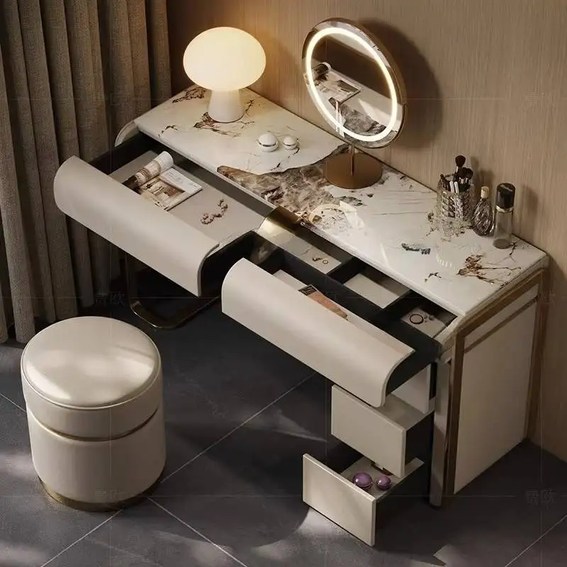 Simple Slim Mirror Vanity Desk Luxury Decoration Dressing Bedroom Vanity Desk Organizer Vintage
