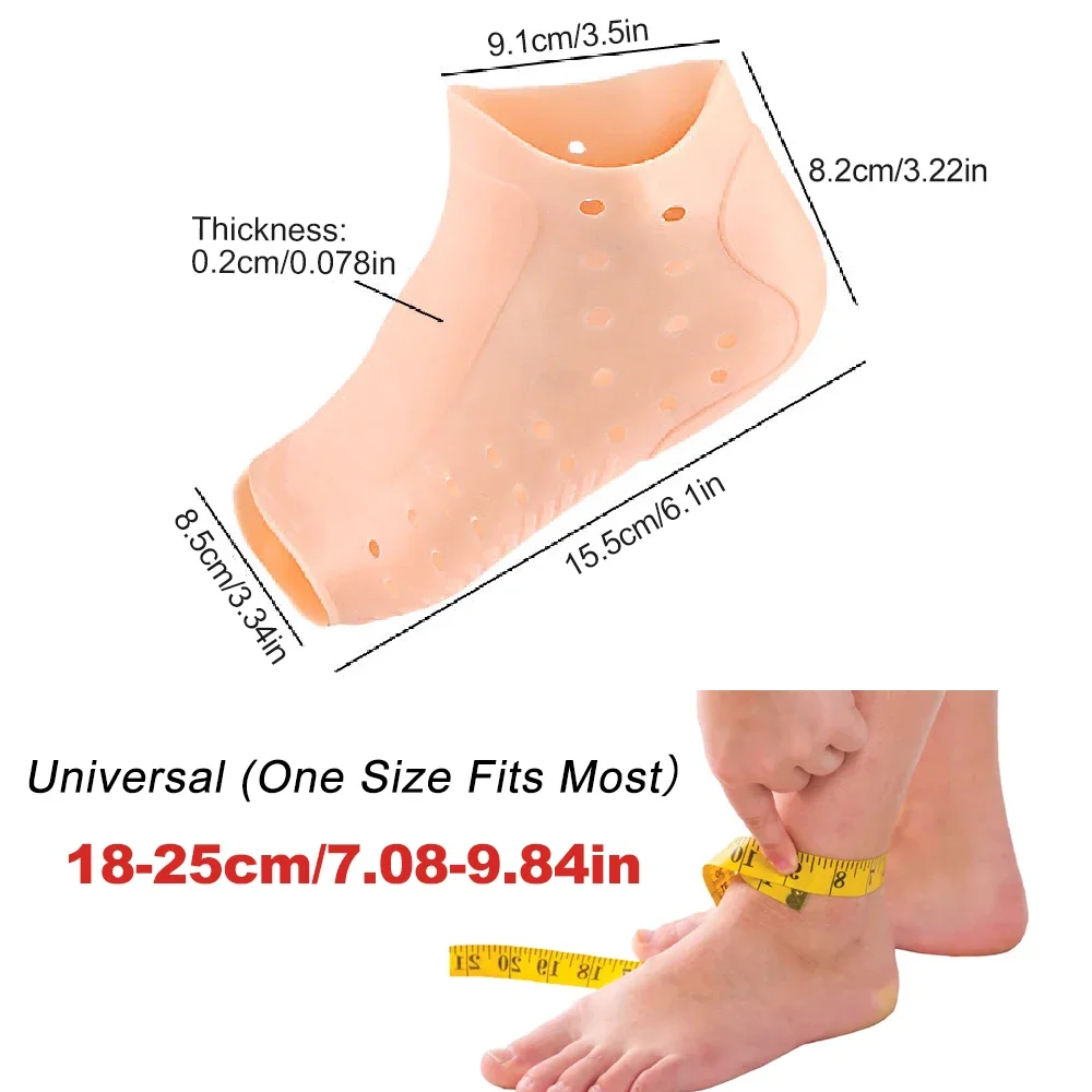 1/2/3Pairs Silicone Moisturizing Socks, Open-Toe Heel Sleeves for Dry Cracked Feet Foot Care Pedicure Women Men