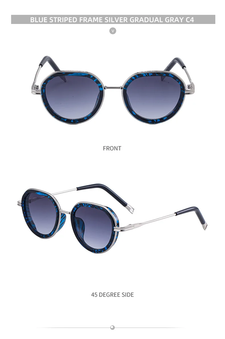 Runde Metallrahmen Punk-Sonnenbrille für Damen Vintage 2026 Luxus-Designer Sonnenbrillen Retro Elegante Schattierungen Modische Eyewear – Detail 14