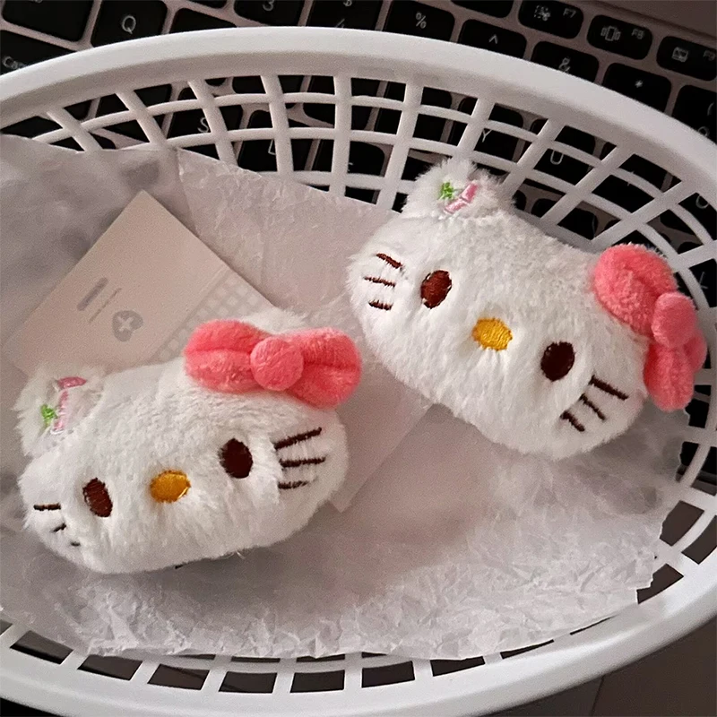 Épingle à cheveux en peluche Sanurgente Hello Kitty pour femmes et filles, pince à cheveux de dessin animé doux, pince à frange latérale, accessoires de cheveux mignons, cadeaux Kawaii