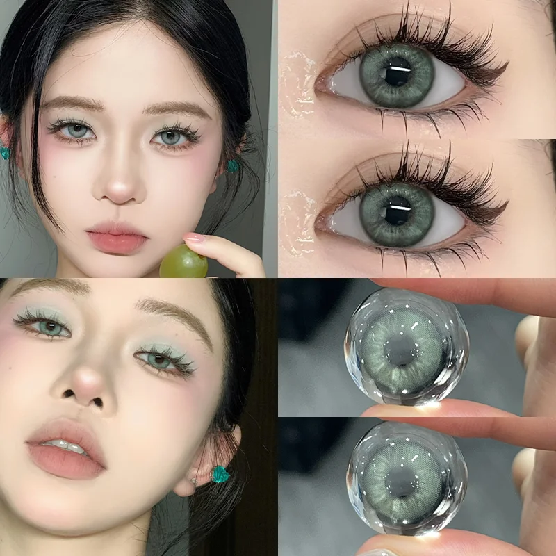 YIMEIXI 2pcs Colored Contact Lenses for Eyes Natural Look Blue Eye Lenses with Degree Myopia Makeup Beauty Pupil Gray Eyes New