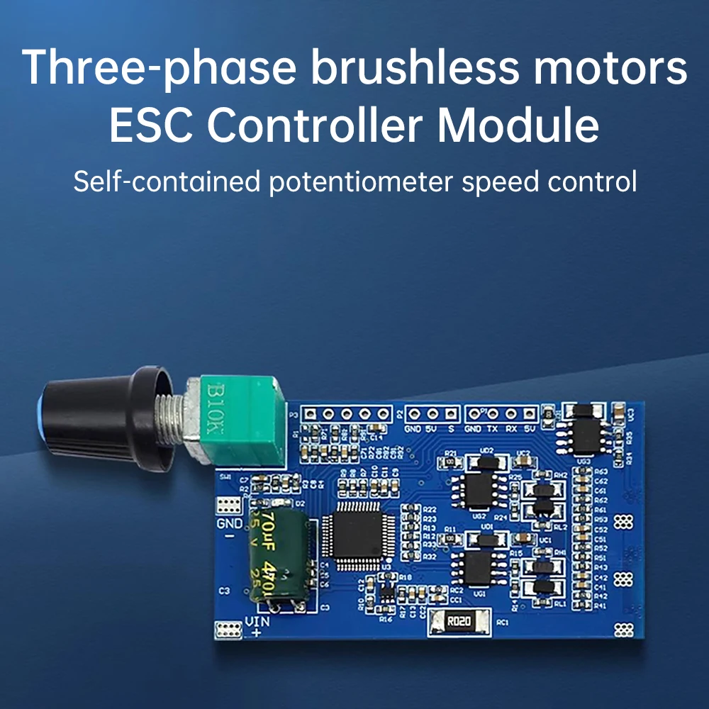 3-Phase Brushless Motor ESC Speed Controller Module STC32G Brushless Motor Driver with Potentiometer DC12-24V 10A for Motor