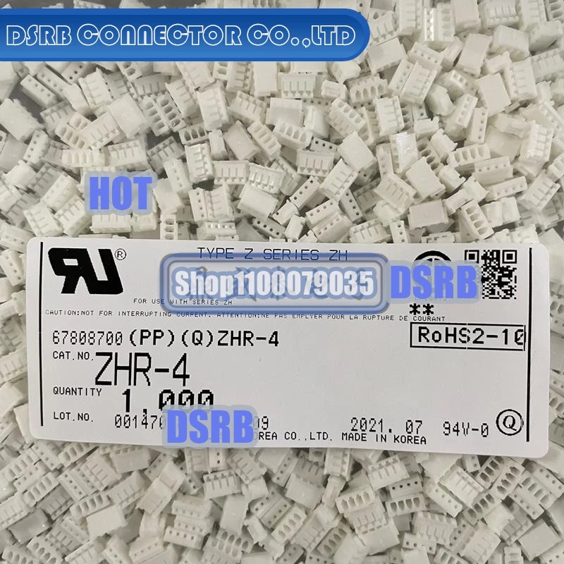 100pcs/lot ZHR-4 Plastic shell 4P 1.5MM legs width 100% New and Original connector new original connector new original