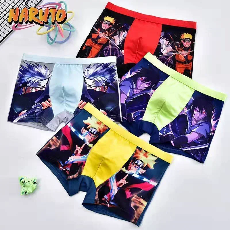 Naruto Anime Figures NEW 4pcs Young Children Briefs for Boys Kids Boxer Briefs Boys Underpants Cartoon Print Soft Baby Underwear