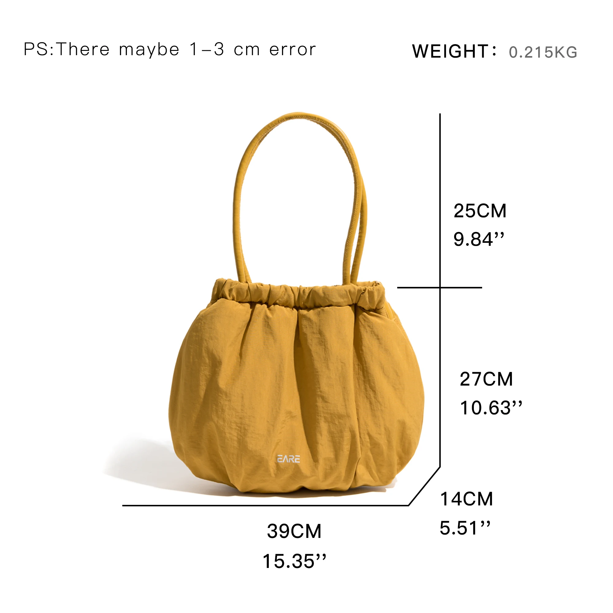 MABULA Smalll Yellow Nylon Bucket Handbag Ultrathin Pleated Female Casual Shopper Tote Bag Simple Stylish Women Daily Purse