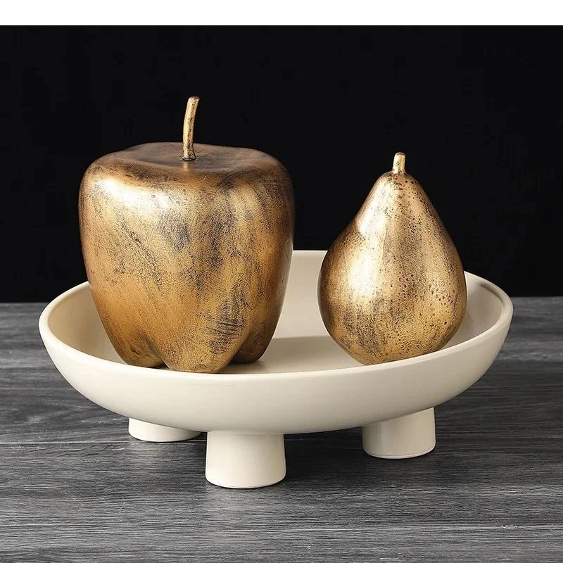 

Vintage Golden Apple/Pear Fruit Artwork Statue Desk Decoration Ornaments Modern Crafts Ceramic Sculpture Room Aesthetic Decor