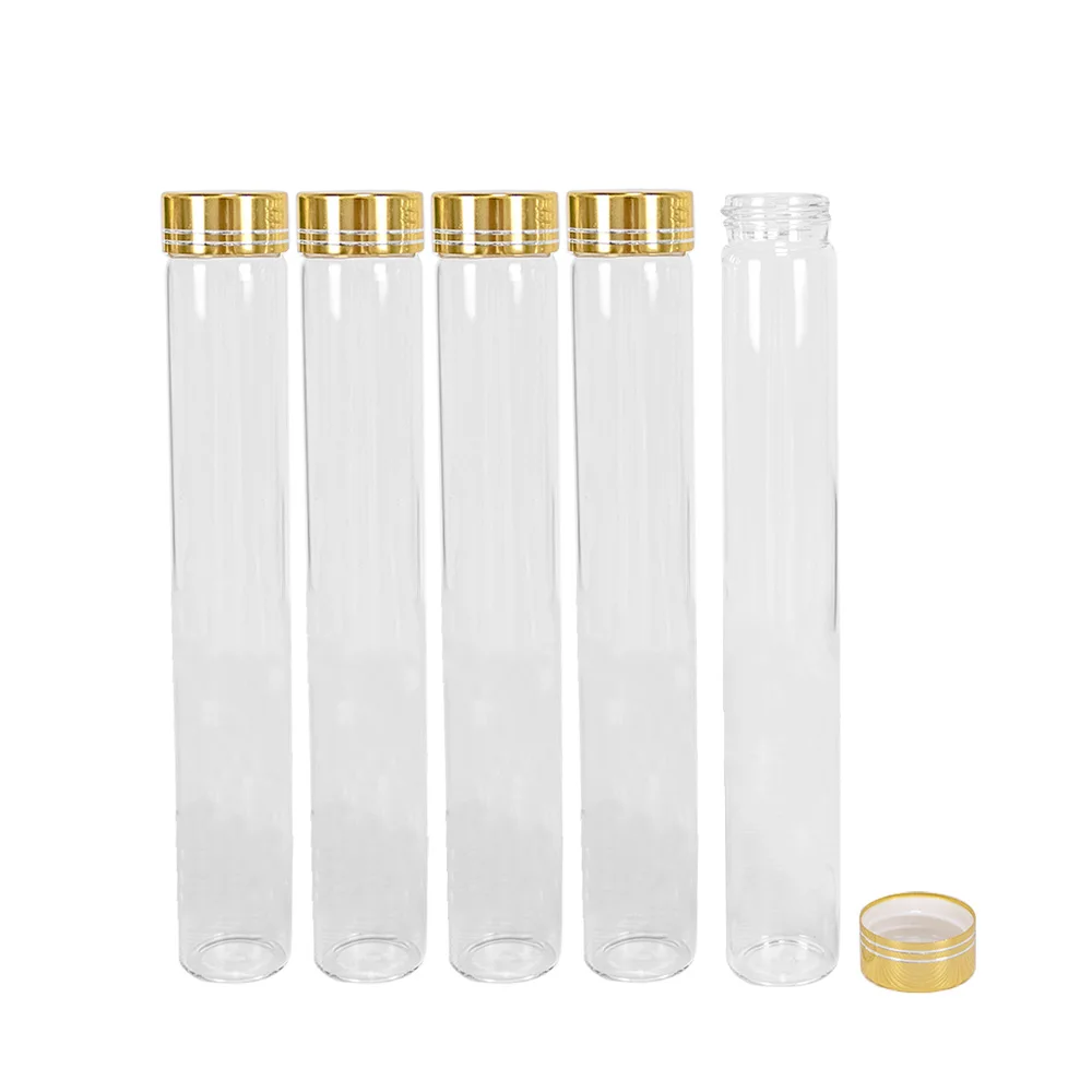 6PCS 25ml 30ml 40ml 50ml 60ml 70ml 80ml 150ml 180ml Mini Clear Glass Bottles with Gold Screw Plastic Cap Cute Jars Vials