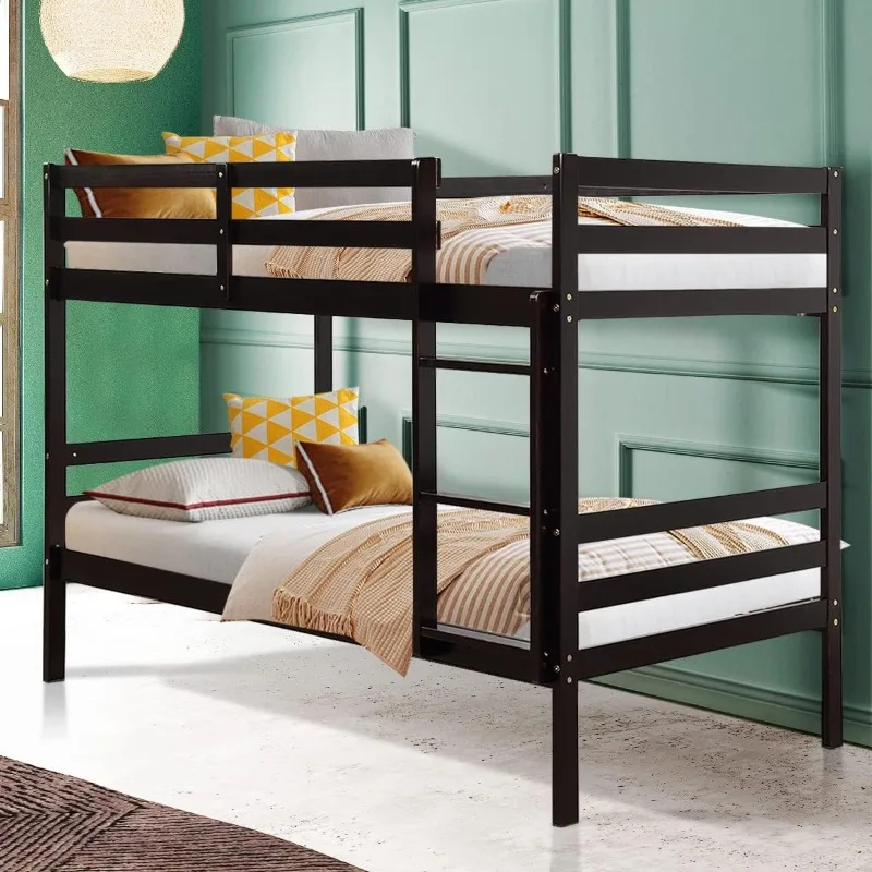 

Twin Bunk Bed, Solid Wood Twin Over Twin Bunk Bed Frame for Kids Teens, Children Bunk Beds .