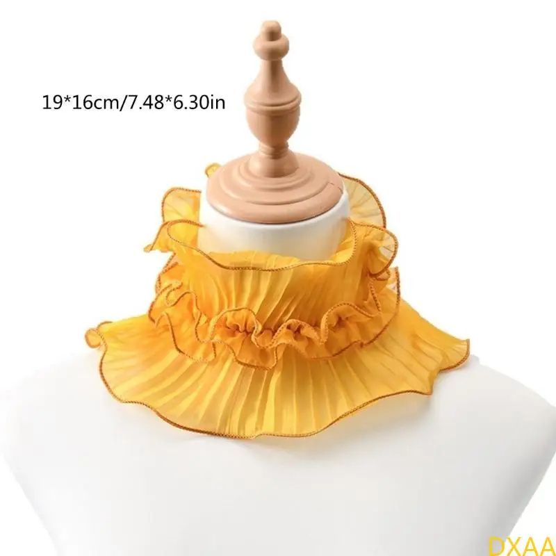 

DXAA Fashionable Spring Summer Lace Trimmed Neck Scarf Women's Shirt Collar Design Neck Cover with Flirty Ruffled Detailing