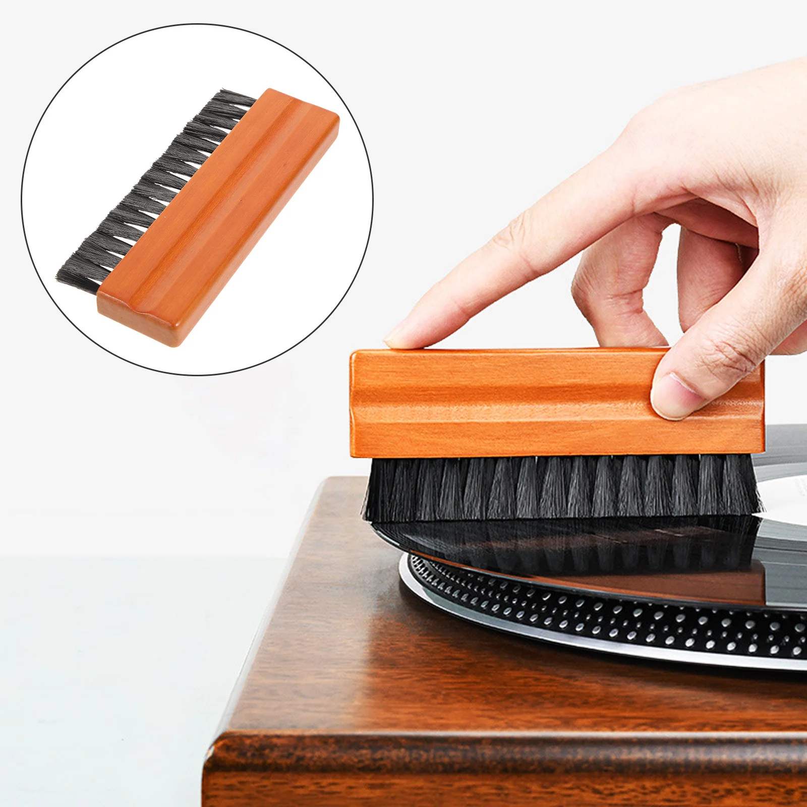 

Vinyl Record Brush Wood Nylon Phonograph Cleaning Tool Retro Home Studio Dust Cleaner Portable Lightweight Vinyl Record Supplies