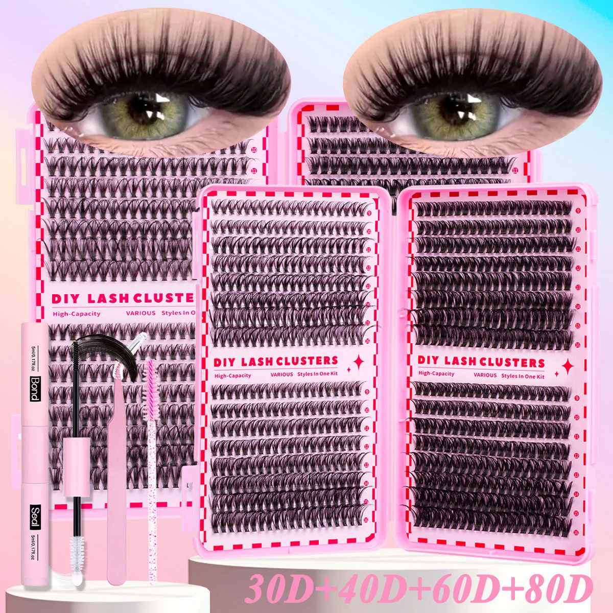 Falsche Wimpern, natürliche Volumencluster, Locken, 9–16 mm, DIY-Wimpernverlängerung für Feiertage, Partys im Alltag