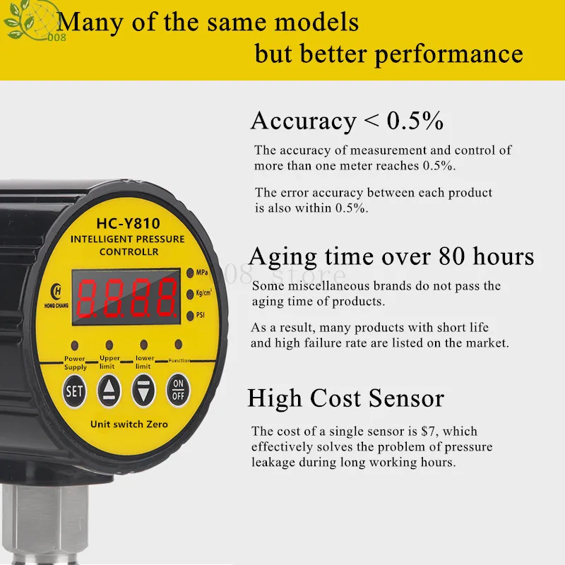 Manometro digitale per acqua con contatto magneticamente assistito resistente agli urti 0-1,6/0,6/40 MPa Controller per vuoto