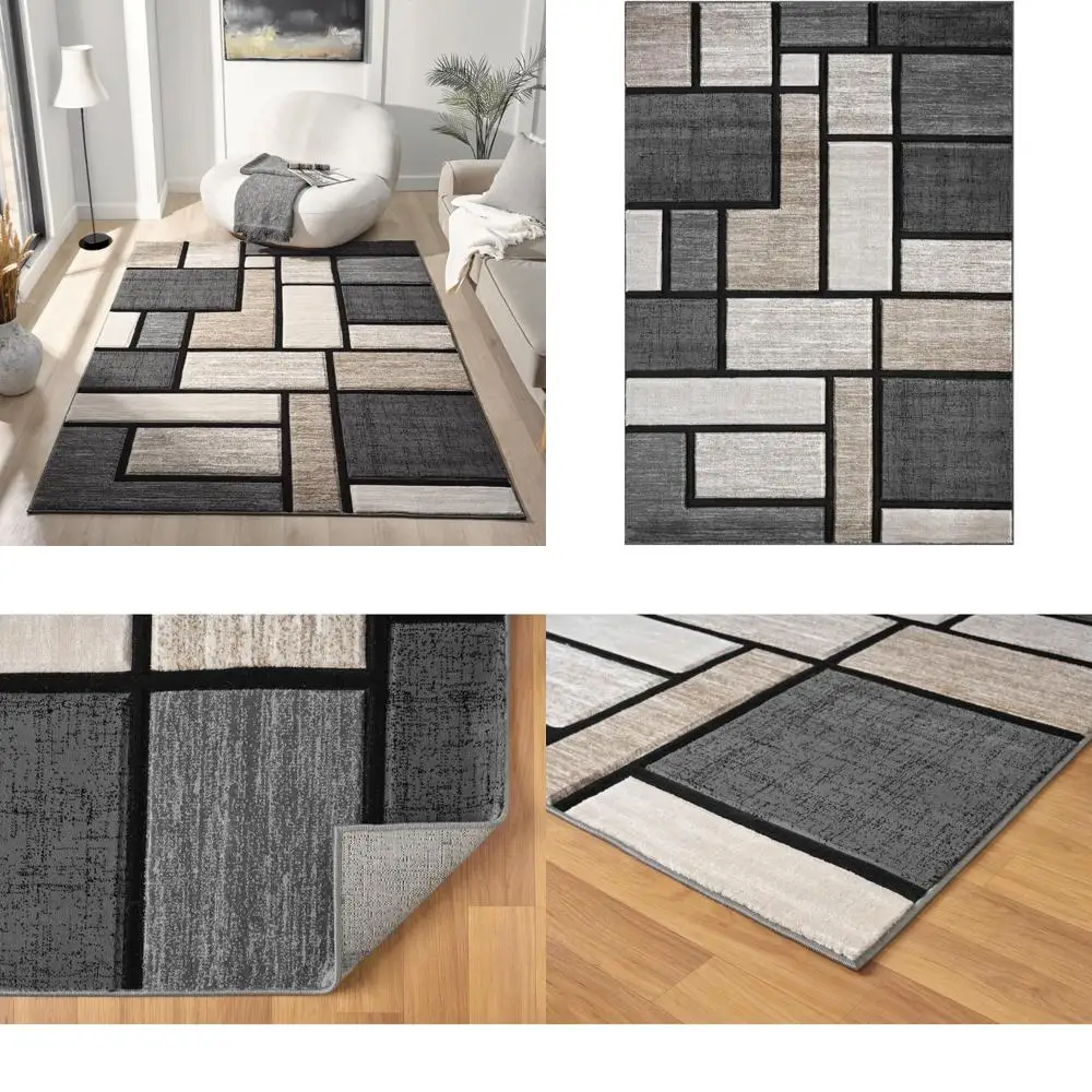 

Modern Abstract 8x10 Rug - Decorative Polyester Carpet for Living Room & Office - Fade-Resistant Design