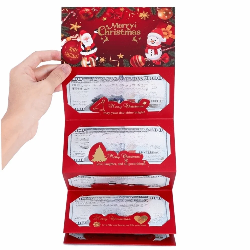 

2 Set Santa Claus Christmas Money Card Envelope Red Lucky Folding Banknote Card Elk 6 Card Positions Merry Christmas Decorations