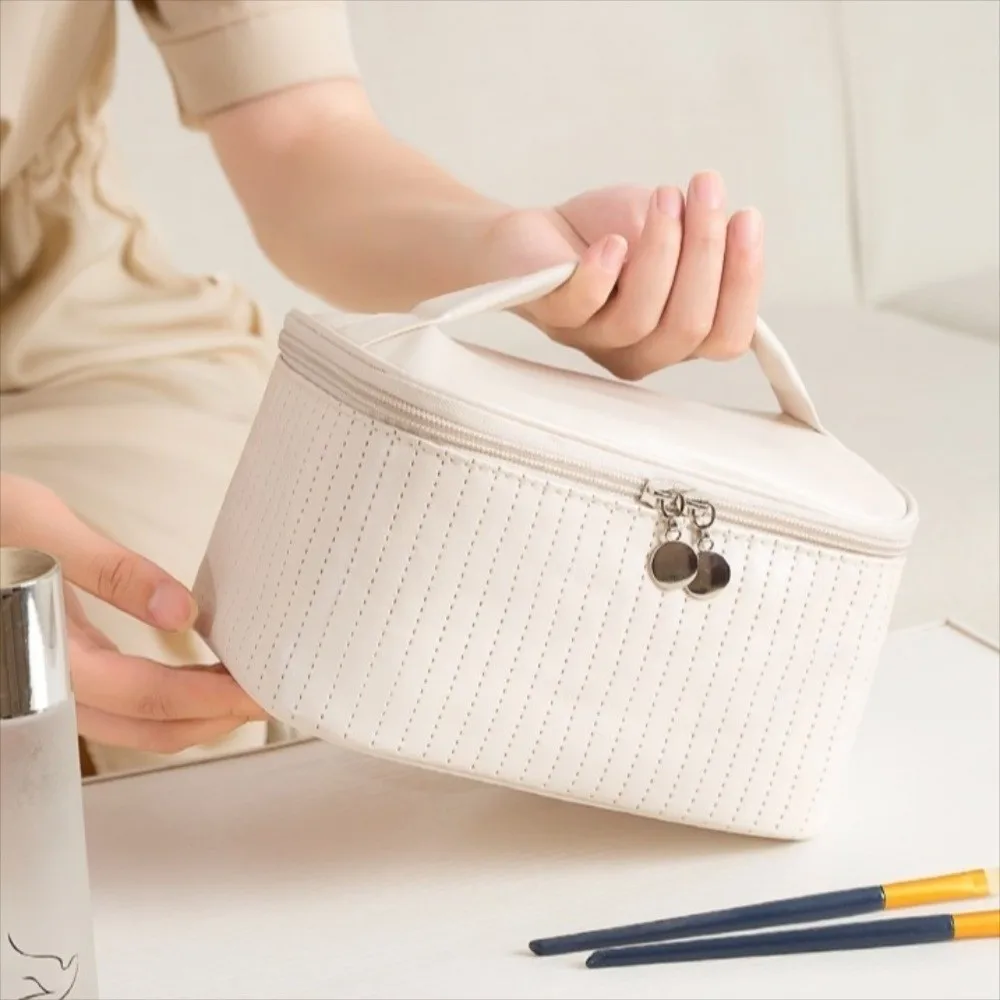 Mehrzweck Reise Waschen Lagerung Tasche Große Kapazität Einfarbig Kuchen Kosmetik Tasche PU Leder Nette Kulturbeutel Organizer Weibliche