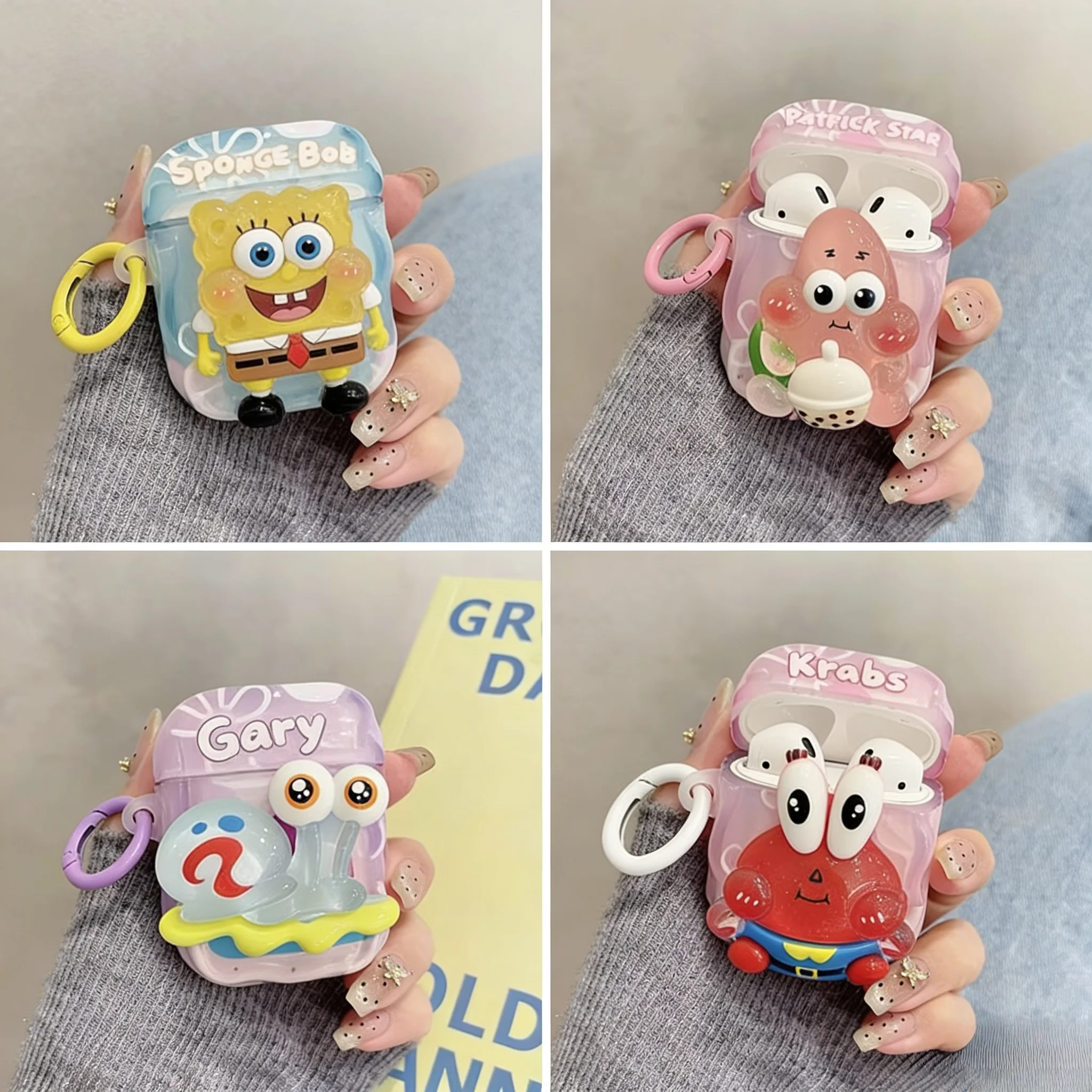 For Apple AirPods 1 2 3 Pro 2 Cartoon Earphones Candy Colored Earphone Cover  for AirPods 4 with Hook Protection Cover