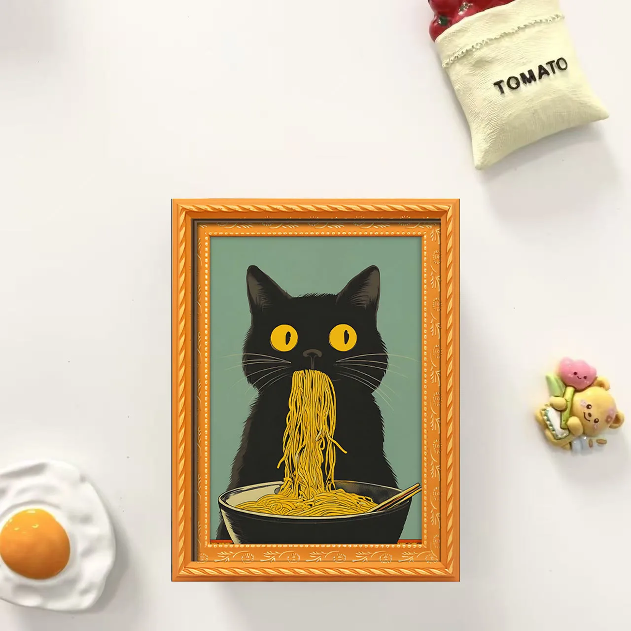 1 Peça de Ímã de Geladeira Divertido de Gato Preto Comendo Massa, Ímã Decorativo de Gato com Macarrão Fofo, Adesivo Magnético Divertido para Cozinha, Adequado para Geladeiras e Armários de Armazenamento, um Presente Divertido para Amantes de Gatos e Massa