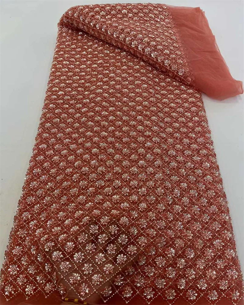 아프리카 튤 레이스 고급 비즈 스팽글 자수 레이스 신부 웨딩 파티 드레스용