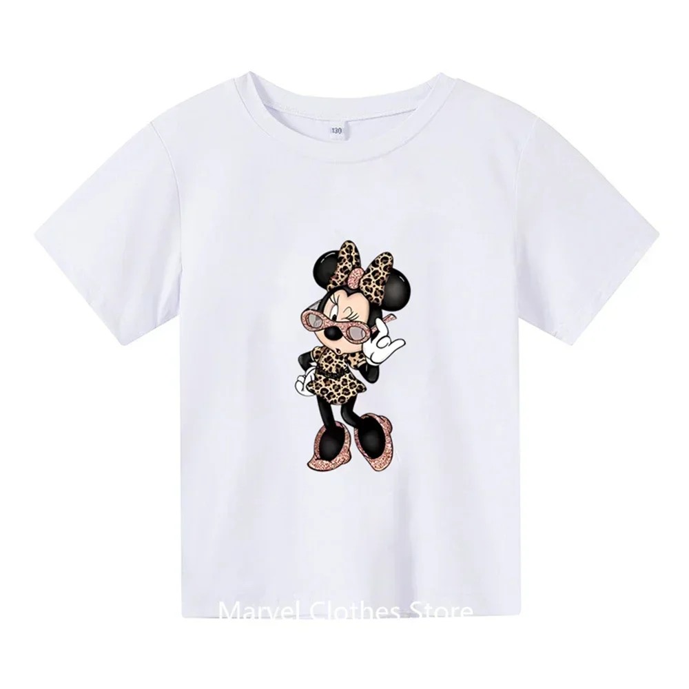 Summer Children Kawaii Stitch T Shirt Minnie Mickey Mouse Tshirt Kids Anime Cartoons Casual Vintage Clothes Kid Girl Boy Top Tee