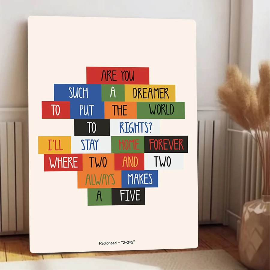 Radiohead 2+2=5 كلمات معدنية جدار الفن مخصص الموسيقى إقتباس ديكور لغرفة النوم غرفة المعيشة #4