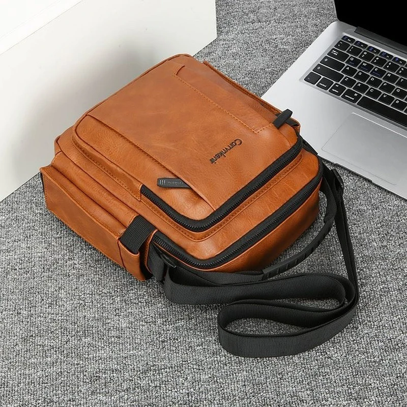 حقيبة كتف رجال الأعمال من الجلد الناعم ذات سعة كبيرة على الطراز العمودي حقيبة كروس مبطنة بالبوليستر حقيبة كلاسيكية SAC