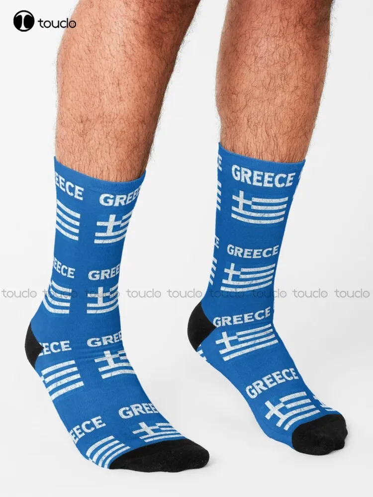 Vintage Greece Greek Flag Greece Flag Greek Life Socks High Quality Cute Elegant Lovely Kawaii Cartoon Sweet Cotton Sock Retro