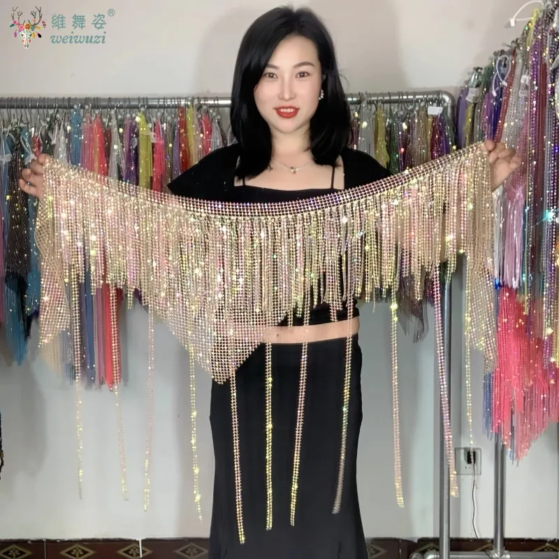 Belly Dancing Costume for Women Customized Senior AB Stones Tassel Hip Scarf Oriental Dance BellyDance Performance Belts