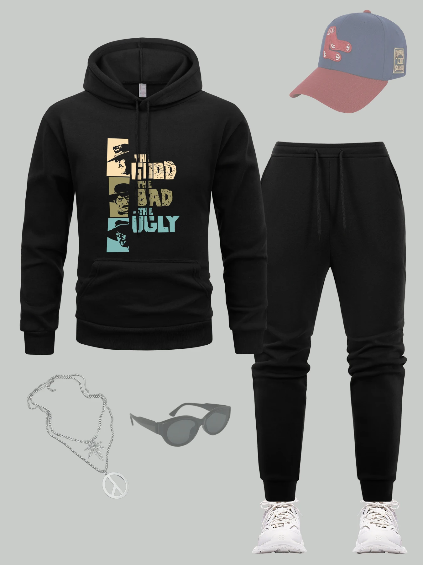 

The Good The Bad The Ugly Cowboy Pattern Hoodie Men Fleece All-Match Clothes Set Loose Autumn Tracksuit Suit Sport Fashion Pants