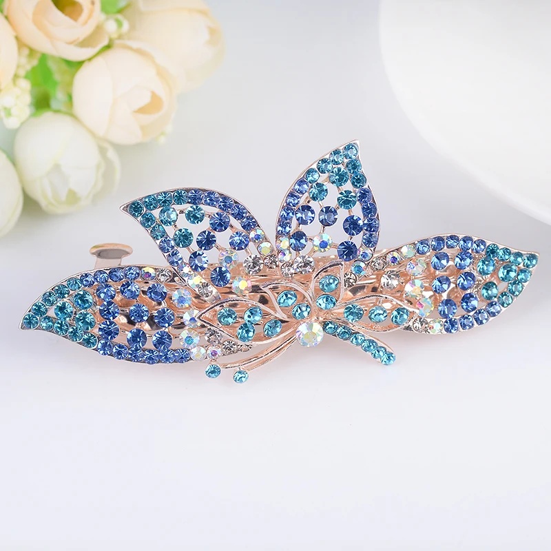 EASYA Red Purple Blue Crystal Butterfly Hairpins Barrettes New Fashion Women Girls Hair Clips Accessories y2k Jewelry Gift