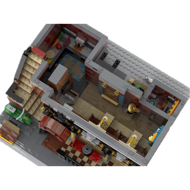 MOC الحضرية عرض الشارع وحدات بناء بيتزيريا متجر كتلة نموذج الطوب الفني الأصالة التجمع لعبة هدايا عيد الميلاد #4