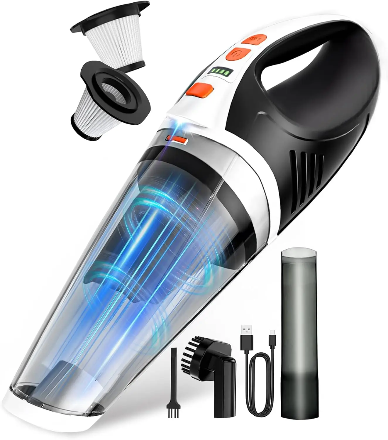 Handheld Vacuum Cordless, Brushless Car Vacuum Cleaner with 12000PA Powerful Suction, 2 Suction Modes Mini Hand Vacuum, Dry