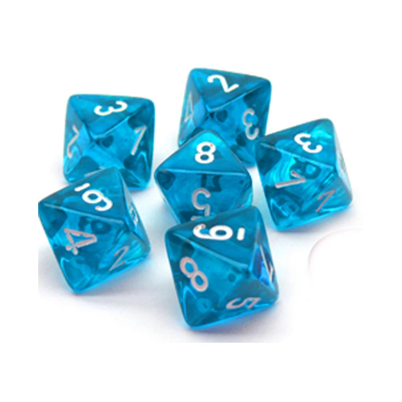 10pcs 10Colors 1-8 number 8 Sided Dice D8 Polyhedral Dice for DND Party Board Table Board Games Dice Set Acrylic 1.6cm