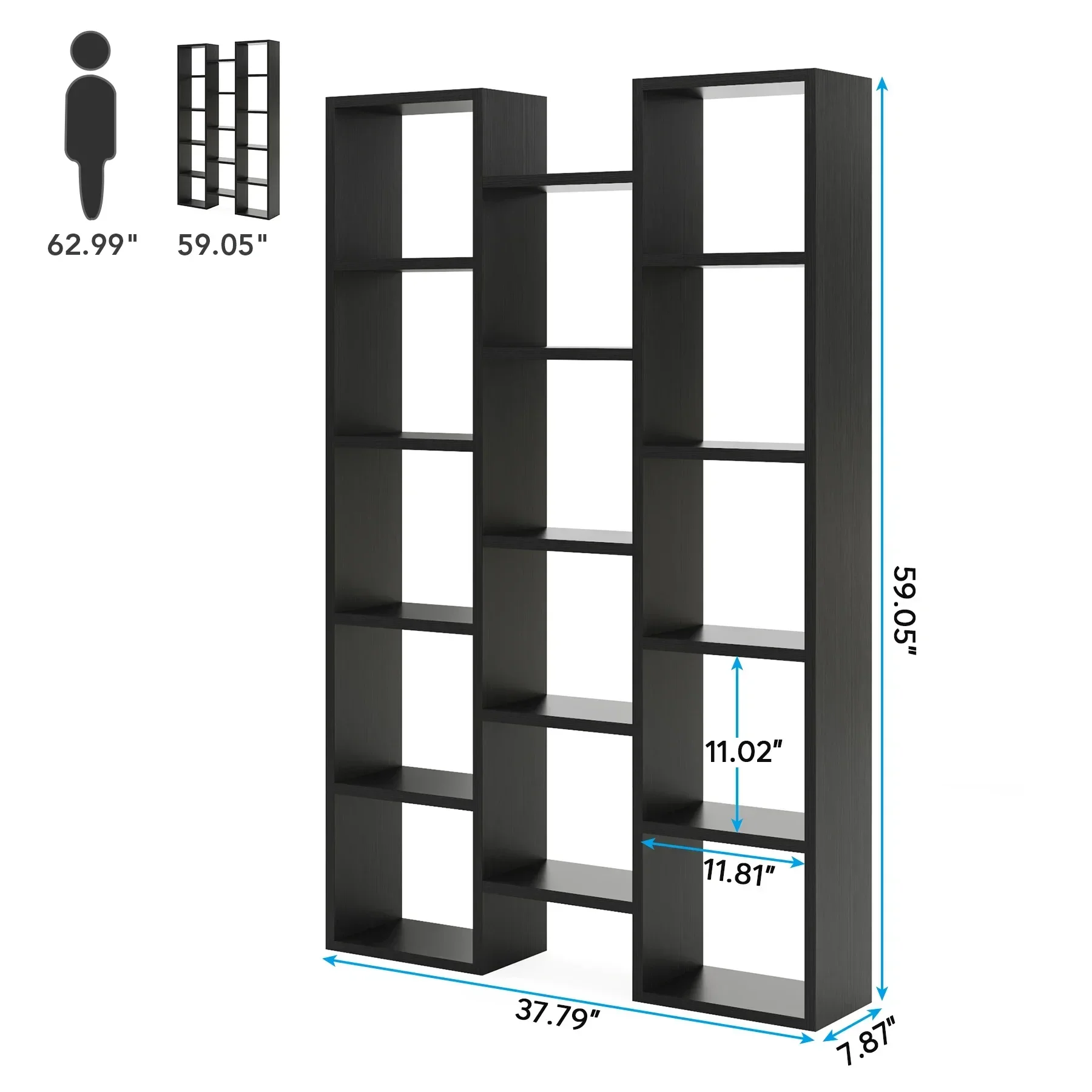 Tribesigns Modern Bookcase, 5-Shelf Storage Organizer Bookshelf with 14-Cube Display Book Shelf for Home Office, Living Room