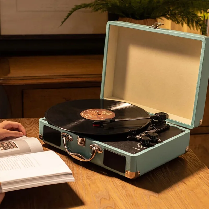 Retro Vinyl Record Player Bluetooth-Compatible Turntable Record Player 33/45/78RPM Vintage Gramophone for Home Decoration